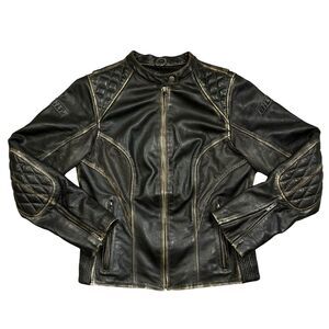 Custom Bilt Leather Motorcycle Jacket Size S - M * Padded with Liner Brown